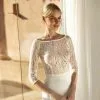 Boléro Mariage Manches 3/4 Dentelle Bohème E401 Bianco Evento