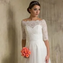 Boléro Mariée Dentelle à Boutonner Dans Le Dos Sandra