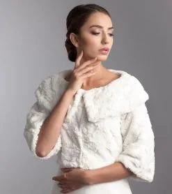 Boléro Mariage Fausse Fourrure Manches 3/4 Adina