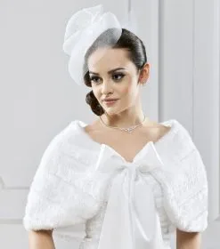 Boléro Mariage Fausse Fourrue Noeud Satin Selena