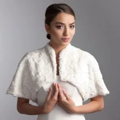 Boléro Mariée Fausse Fourrure Ivoire Ou Blanc Alda