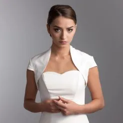 Boléro De Mariage Manches Courtes En Taffetas Orsola