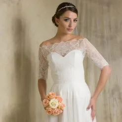 Boléro De Mariage Dentelle Manches 3/4 Savina