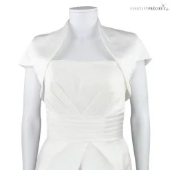 Boléro De Mariage Satin Manches Courtes Clementina -Voiles mariée Soldes bolero mariee ivoire clementina 2