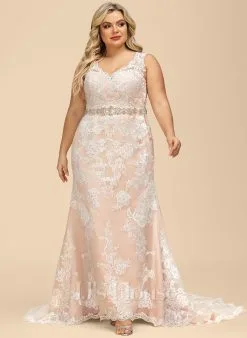 JJsHouse Forme Sirène/trompette Col V Traîne Mi-longue Dentelle Tulle Robe De Mariée Avec Brodé -Voiles mariée Soldes c030ae3270b3460dc975f71514906674