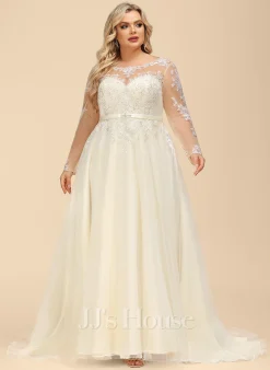 JJsHouse Robe Marquise/princesse Illusion Traîne Moyenne Dentelle Tulle Robe De Mariée Avec Brodé Paillettes -Voiles mariée Soldes c083ce444a731317b0b3d590b83c080a