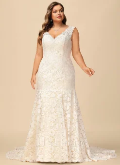 JJsHouse Forme Sirène/trompette Col V Traîne Moyenne Dentelle Robe De Mariée -Voiles mariée Soldes c19645128d8747344460379b357fc01d