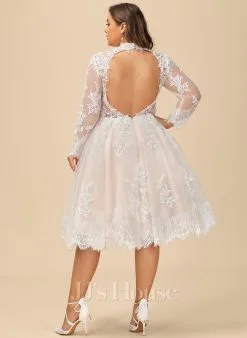 JJsHouse Robe Trapèze Illusion Longueur Genou Dentelle Tulle Robe De Mariée -Voiles mariée Soldes c37ed2aa9b47d2c8fe25d09dc7aa86ce