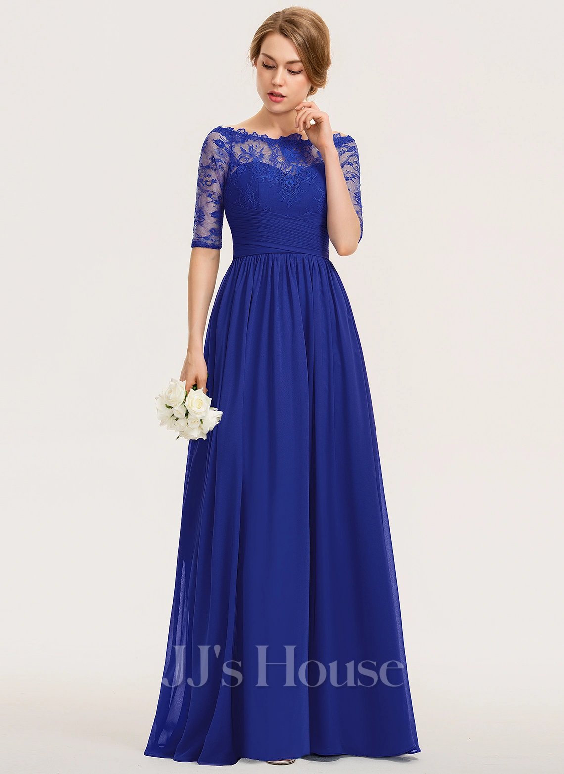 Jjshouse.fr Robe Trapèze épaule Dénudée Longueur Ras Du Sol Mousseline Dentelle Dentelle Mousseline Robe De Demoiselle D'honneur Avec Plissé 2 Jjshouse.fr Robe Trapèze épaule Dénudée Longueur Ras Du Sol Mousseline Dentelle Dentelle Mousseline Robe De Demoiselle D'honneur Avec Plissé – Image 2