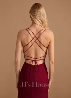 Jjshouse.fr Forme Sirène/trompette Col V Longueur Ras Du Sol Mousseline Robe De Demoiselle D'honneur Avec Fendue Devant -Voiles mariée Soldes c6204d4722d4847029e32c4ea2768b8e