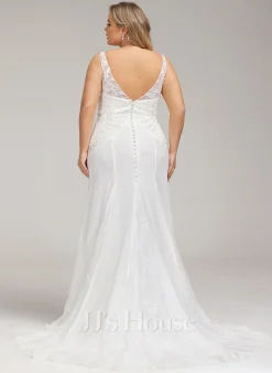 JJsHouse Forme Sirène/trompette Col V Traîne Moyenne Mousseline Dentelle Robe De Mariée 25 JJsHouse Forme Sirène/trompette Col V Traîne Moyenne Mousseline Dentelle Robe De Mariée -Voiles mariée Soldes c62e08cebf7dd772836631bd8491c2ba