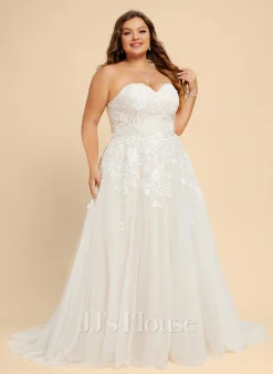 JJsHouse Robe Marquise/princesse Cache Cœur Traîne Moyenne Dentelle Tulle Robe De Mariée -Voiles mariée Soldes c675370665769a5ee33375e64be8c43e
