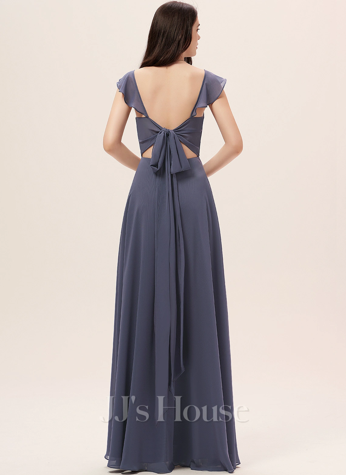 Jjshouse.fr Robe Trapèze Col V Longueur Ras Du Sol Mousseline Mousseline Robe De Demoiselle D'honneur Avec Fendue Devant 4 Jjshouse.fr Robe Trapèze Col V Longueur Ras Du Sol Mousseline Mousseline Robe De Demoiselle D'honneur Avec Fendue Devant – Image 4