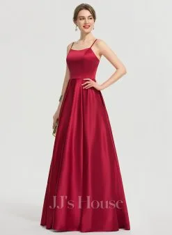 Jjshouse.fr Robe Trapèze Carré Longueur Ras Du Sol Satiné Satiné Robe De Demoiselle D'honneur -Voiles mariée Soldes c73ae0ee92dd86566de0f23b3cfcd955