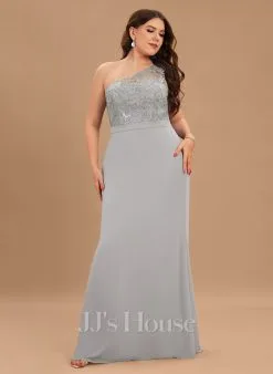 Jjshouse.fr Forme Sirène/trompette Décolleté Asymétrique Balayage/pinceau Train Mousseline Dentelle Mousseline Robe De Demoiselle D'honneur -Voiles mariée Soldes c9862680e21ee48a262ad497481c901c