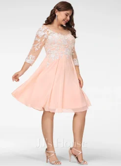 JJsHouse Robe Trapèze Scoop Longueur Genou Mousseline Dentelle Robe De Mariée -Voiles mariée Soldes c9d26af5fca11f7adb93fb6b4dc66c07