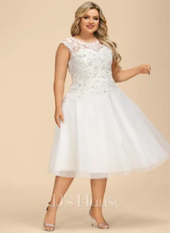 JJsHouse Robe Marquise/princesse Longueur Mollet Dentelle Tulle Robe De Mariée Avec Brodé Paillettes -Voiles mariée Soldes cce0a4fe23344b542e7beb5849aea47f