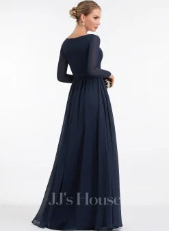 Jjshouse.fr Robe Trapèze Col V Longueur Ras Du Sol Mousseline Mousseline Robe De Demoiselle D'honneur Avec Fendue Devant -Voiles mariée Soldes cf49f657b69357b14e72bfb58103d650