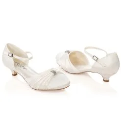 Chaussure Mariage Satin Ivoire Ou Blanc Petit Talon Heidi