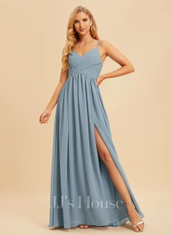 Jjshouse.fr Robe Trapèze Col V Longueur Ras Du Sol Mousseline Robe De Demoiselle D'honneur