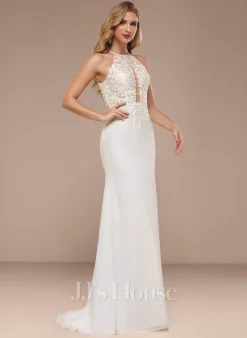 JJsHouse Forme Sirène/trompette Dos Nu Balayage/pinceau Train Mousseline Dentelle Robe De Mariée Avec Paillettes 11 JJsHouse Forme Sirène/trompette Dos Nu Balayage/pinceau Train Mousseline Dentelle Robe De Mariée Avec Paillettes -Voiles mariée Soldes d2ff544977524ccd06da17e8845acbe2