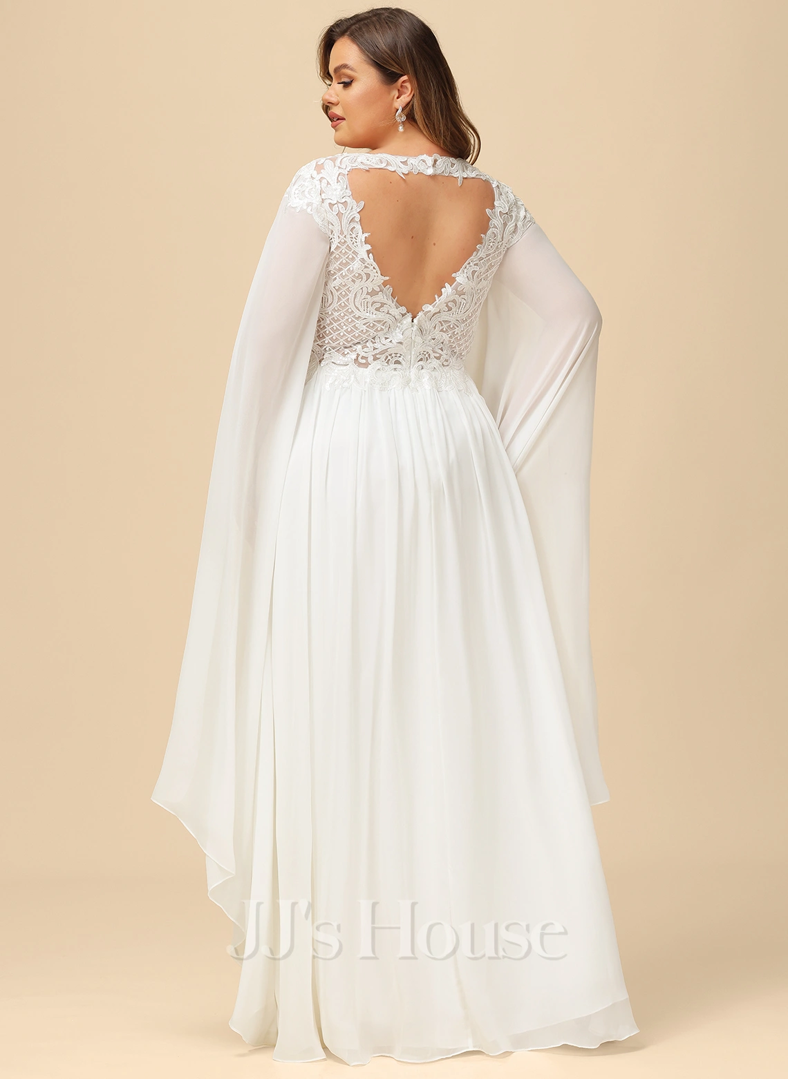 JJsHouse Robe Trapèze Col V Longueur Ras Du Sol Mousseline Dentelle Robe De Mariée Avec Paillettes 11 JJsHouse Robe Trapèze Col V Longueur Ras Du Sol Mousseline Dentelle Robe De Mariée Avec Paillettes – Image 11