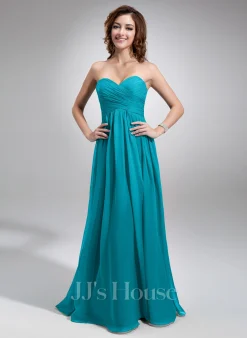 Jjshouse.fr Robe Empire Cache Cœur Longueur Ras Du Sol Mousseline Mousseline Robe De Demoiselle D'honneur Avec Plissé