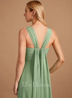 Jjshouse.fr Robe Trapèze Col V Longueur Ras Du Sol Mousseline Robe De Demoiselle D'honneur Avec Plissé -Voiles mariée Soldes d4f26f1cc73f7630324b9ce1c6ffd080