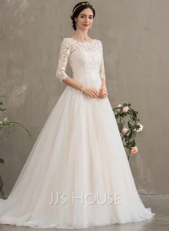 JJsHouse Robe Marquise/princesse Traîne Moyenne Dentelle Tulle Robe De Mariée Avec Paillettes -Voiles mariée Soldes d6192afb8ceec0549ce2741795a97062