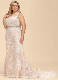 JJsHouse Forme Sirène/trompette Col V Traîne Mi-longue Dentelle Tulle Robe De Mariée Avec Brodé -Voiles mariée Soldes d8a7b5e8357d96c2007c563b483c5ee4