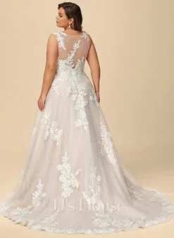JJsHouse Robe Marquise/princesse Illusion Traîne Moyenne Dentelle Tulle Robe De Mariée Avec Brodé Paillettes -Voiles mariée Soldes da6d2d57eae5856ed4c27bc9df0557e2