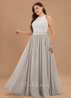 Jjshouse.fr Robe Trapèze Scoop Longueur Ras Du Sol Mousseline Dentelle Dentelle Mousseline Robe De Demoiselle D'honneur -Voiles mariée Soldes dc2cab0046110aa568a6be8b9d5b382b