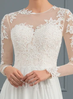 JJsHouse Robe Trapèze Illusion Balayage/pinceau Train Mousseline Tulle Robe De Mariée Avec Motifs Appliqués Dentelle -Voiles mariée Soldes dd56394c0c1a0f1a7eb68f125e90e3c9