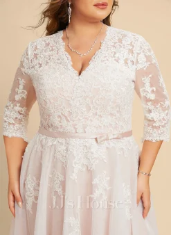 JJsHouse Robe Trapèze Col V Longueur Genou Dentelle Tulle Robe De Mariée Avec Arc 20 JJsHouse Robe Trapèze Col V Longueur Genou Dentelle Tulle Robe De Mariée Avec Arc -Voiles mariée Soldes dd8e54f9300f513989ed89454879219b