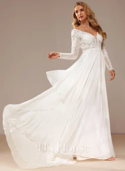 JJsHouse Robe Trapèze Col V Traîne Moyenne Mousseline Dentelle Robe De Mariée Avec Plissé 20 JJsHouse Robe Trapèze Col V Traîne Moyenne Mousseline Dentelle Robe De Mariée Avec Plissé -Voiles mariée Soldes dfb45e24173b53c18ac1217233c4ea3c