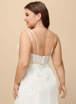 JJsHouse Forme Sirène/trompette Col V Traîne Moyenne Mousseline Dentelle Robe De Mariée Avec Brodé -Voiles mariée Soldes e093a9559ffabe5bdef03d8ff8f2722e