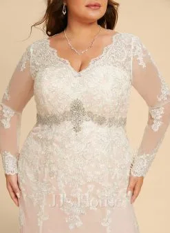 JJsHouse Forme Sirène/trompette Col V Traîne Moyenne Dentelle Tulle Robe De Mariée -Voiles mariée Soldes e1aa49fa32d319b1ed0f1d3d04b76145