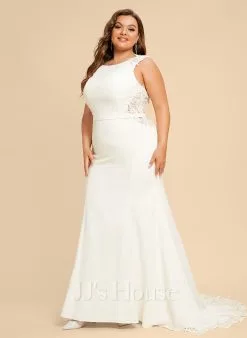 JJsHouse Forme Sirène/trompette Scoop Traîne Moyenne Dentelle Robe De Mariée -Voiles mariée Soldes e239f8a20c1dd9679d6a7f195864a1a8