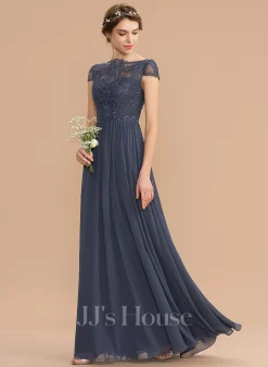 Jjshouse.fr Robe Trapèze Scoop Longueur Ras Du Sol Mousseline Dentelle Dentelle Mousseline Robe De Demoiselle D'honneur -Voiles mariée Soldes e2a4c8352bee806194e26158fb714cc5