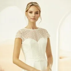 E324 - Bianco Evento - Boléro Mariage Bohème Dentelle Manches Courtes