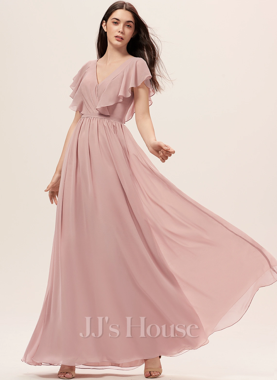 Jjshouse.fr Robe Trapèze Col V Longueur Ras Du Sol Mousseline Mousseline Robe De Demoiselle D'honneur Avec Fendue Devant 2 Jjshouse.fr Robe Trapèze Col V Longueur Ras Du Sol Mousseline Mousseline Robe De Demoiselle D'honneur Avec Fendue Devant – Image 2