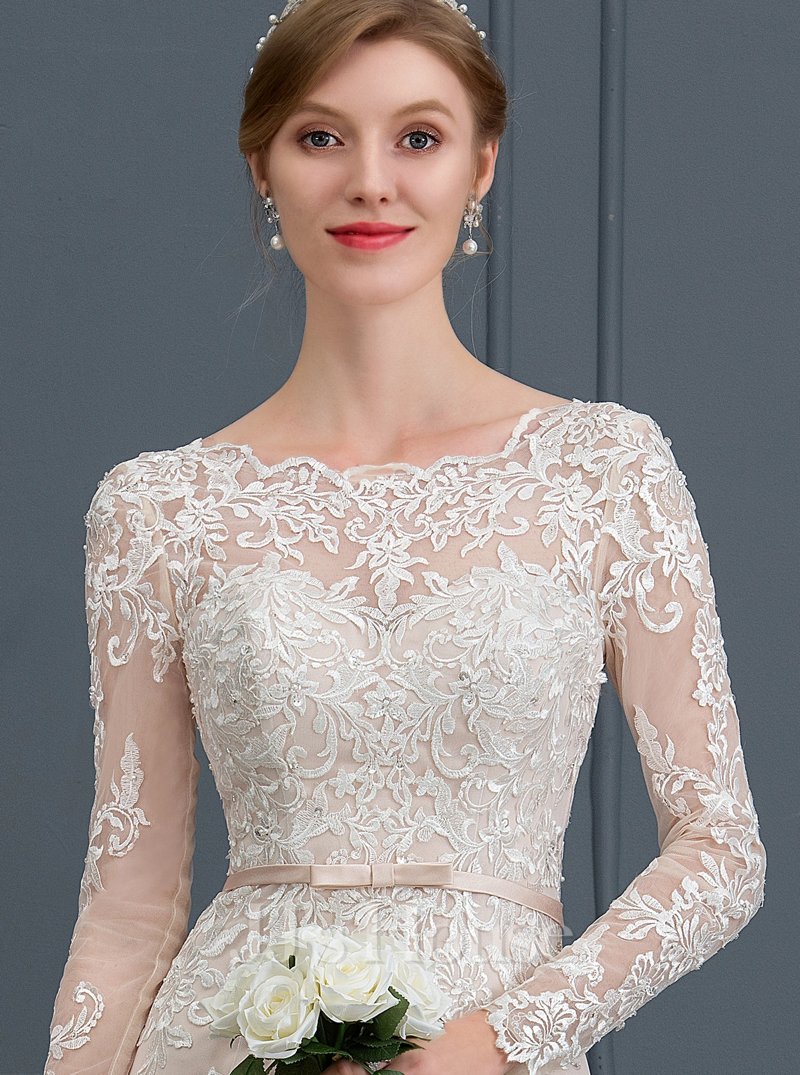 JJsHouse Forme Sirène/trompette Traîne Moyenne Dentelle Tulle Robe De Mariée Avec Brodé Arc Paillettes 5 JJsHouse Forme Sirène/trompette Traîne Moyenne Dentelle Tulle Robe De Mariée Avec Brodé Arc Paillettes – Image 5