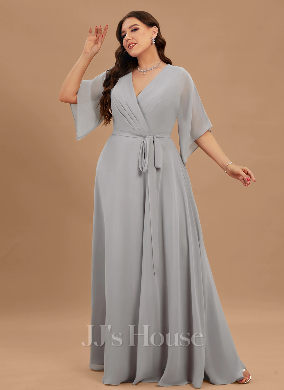 Jjshouse.fr Robe Trapèze Col V Longueur Ras Du Sol Mousseline Robe De Demoiselle D'honneur Avec Plissé Fendue Devant 7 Jjshouse.fr Robe Trapèze Col V Longueur Ras Du Sol Mousseline Robe De Demoiselle D'honneur Avec Plissé Fendue Devant – Image 7