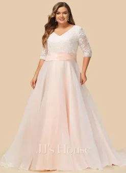 JJsHouse Robe Marquise/princesse Col V Traîne Moyenne Dentelle Organza Robe De Mariée Avec Plissé -Voiles mariée Soldes e5b3b1b062f0144b2fcc82d0cf07fc61