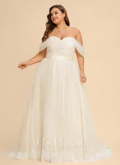 JJsHouse Robe Marquise/princesse épaule Dénudée Traîne Moyenne Dentelle Tulle Robe De Mariée Avec Plissé -Voiles mariée Soldes e5d58ac6b550a4e3f1538bf0325d5275