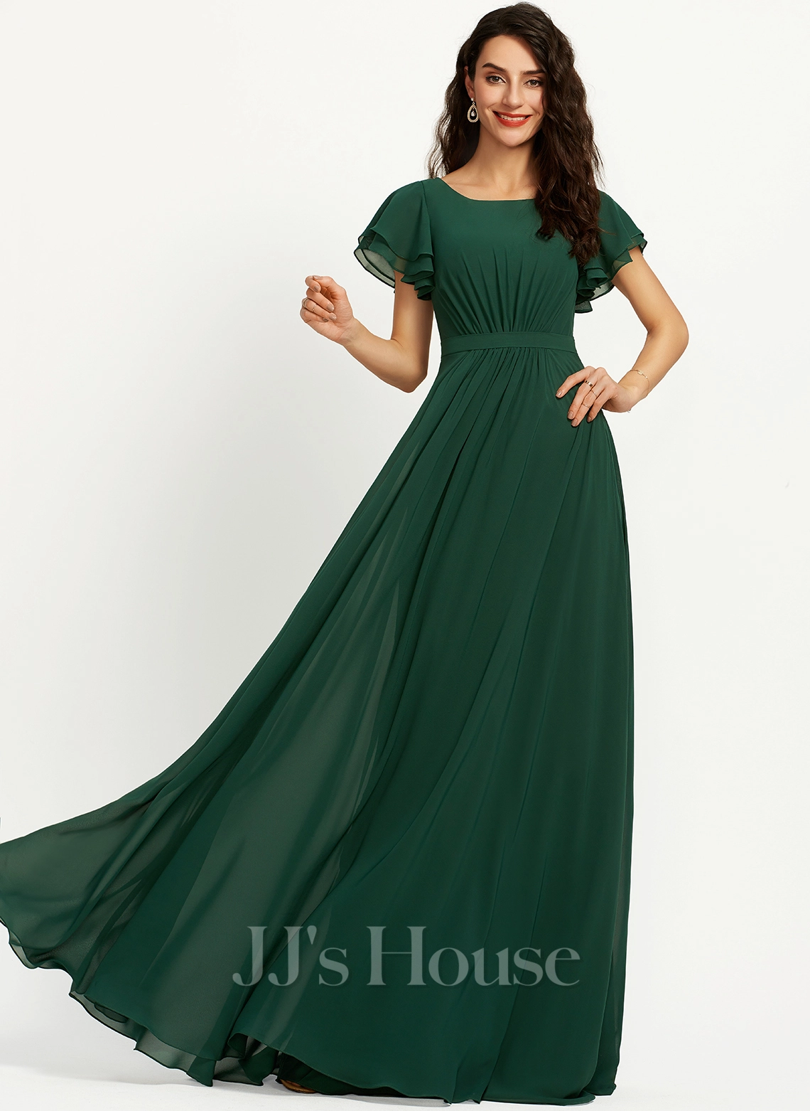 Jjshouse.fr Robe Trapèze Scoop Longueur Ras Du Sol Mousseline Robe De Demoiselle D'honneur Avec Plissé 5 Jjshouse.fr Robe Trapèze Scoop Longueur Ras Du Sol Mousseline Robe De Demoiselle D'honneur Avec Plissé – Image 5