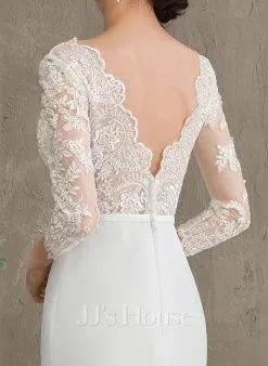 JJsHouse Forme Sirène/trompette Col V Mousseline Dentelle Robe De Mariée Avec Brodé Paillettes -Voiles mariée Soldes e6af20a6933b4ec5e25d673d6be36783