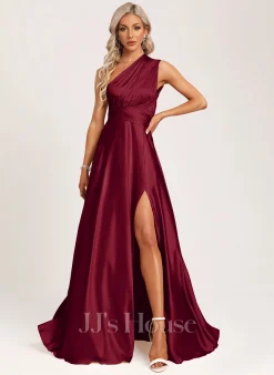 Jjshouse.fr Robe Trapèze Dos Nu Décolleté Asymétrique Col V Longueur Ras Du Sol Satiné Robe De Demoiselle D'honneur -Voiles mariée Soldes e84ef2cdf0c5fb3fb5270598277cff7f