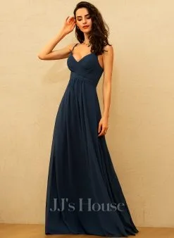 Jjshouse.fr Robe Trapèze Col V Longueur Ras Du Sol Mousseline Mousseline Robe De Demoiselle D'honneur Avec Plissé -Voiles mariée Soldes e8c6ca5e4e4b06a6cda08ff01c62586d