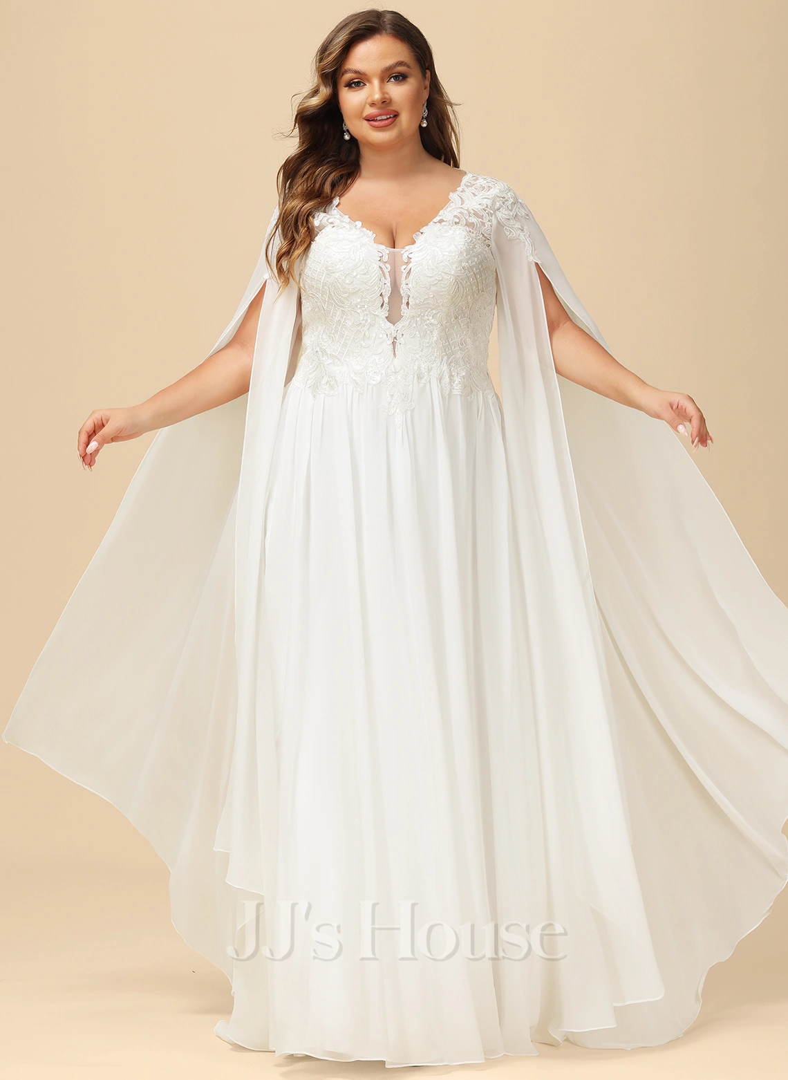 JJsHouse Robe Trapèze Col V Longueur Ras Du Sol Mousseline Dentelle Robe De Mariée Avec Paillettes 10 JJsHouse Robe Trapèze Col V Longueur Ras Du Sol Mousseline Dentelle Robe De Mariée Avec Paillettes – Image 10